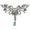 BROOCH WITH EMERALDS AND DIAMONDS IN PALLADIUM SILVER 12 Emeralds (different cuts) ~1.30 ct, 31 Diamonds ~0.25 ct