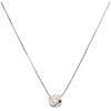 CHOKER AND PENDANT WITH DIAMOND IN 14K WHITE GOLD 1 Brilliant cut diamond ~0.10 ct. Weight: 1.3 g