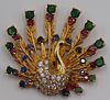 JEWELRY. 18kt Gold, Colored Gem and Diamond Brooch.