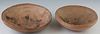 Two Pre-Columbian Circular Clay Bowls with rounded bottoms, Larger- H.- 3 in., W.- 10 in., Smaller- H.- 2 5/8 in., Dia.- 8 5/8 in. (2 Pcs.)