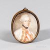 French School, Late 18th Century

Portrait of a Military Officer. Indistinct signature along left edge. Watercolor on ivory, 3 x 2 1/4 in., in a brass