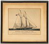 Currier & Ives Framed Schooner Yacht Cambria, 199 Tons