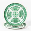 Pair of Chinese Export Fitzhugh Green and White Plates,19th century