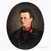 Canadian/American School, 19th Century

Oval Portrait of a Young Man. Unsigned. Oil on canvas, depicting a man in military uniform, 25 x 20 in., unfra