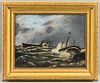 F.B. Knox (British, b. 1893)

Paddlewheel Steamer and Sinking Ship in Rough Seas. Signed and dated "F.B. Knox 1878" in the corners. Oil on canvas, 15 