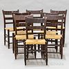 Assembled Set of Eight Rosewood Grain-painted Side Chairs,probably New England, c. 1830