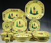 (45 PCS) FRENCH QUIMPER SOLEIL YELLOW FAIENCE