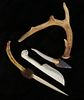 (3) 20TH C. NATIVE AMERICAN KNIVES & LOOSE ANTLER