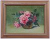 FLORAL OIL MARKED "ATTWOOD, ABOUT 1890" VERSO