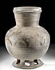 5th C. Korean Silla Stoneware Kobae Vase w/ Dancers