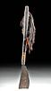 19th C. Indian Naga Wood & Iron Sema Dao w/ Hair Tassel
