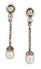 A PAIR OF EDWARDIAN NATURAL SALTWATER PEARL AND DIAMOND PEN