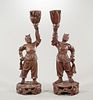 Pair Chinese Carved Wood Figures