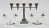 Group of Silver Plate and Glass Candelabras