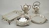Group of Five Silver Plate and Pyrex Serving Items