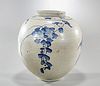 Large Korean Blue and White Porcelain Glazed Vase