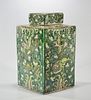 Chinese Four-Faceted Famille Verte Porcelain Covered Container