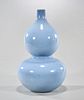 Chinese Blue Glazed Porcelain Double Gourd Vase
