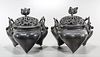 Pair Large Chinese Bronze Tripod Censers