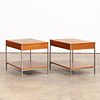 PAIR, GEORGE NELSON WOOD & CHROME SIDE TABLES