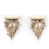 PAIR, SILVERPLATE & MARBLE SHELL FORM WALL BRACKET