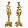 PAIR, 19TH C. BAROQUE STYLE FIGURAL CANDLESTICKS