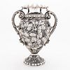 LARGE ITALIAN STERLING REPOUSSE TWO HANDLED VASE
