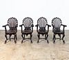 SET OF 4 CARVED ITALIAN ROCOCO STYLE GROTTO CHAIRS
