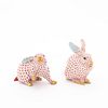 GROUP OF TWO HEREND RUST FISHNET RABBIT FIGURINES