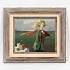 CLAUDE HARRISON, FIGURAL PAINTING, FRAMED 1976