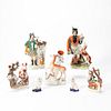 SEVEN STAFFORDSHIRE POTTERY FIGURES, 19TH C.