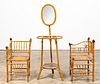 3PC AESTHETIC BAMBOO GROUP UMBRELLA STAND & CHAIRS