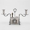 SILVERPLATE STANDISH WITH CANDLE HOLDERS & BELL