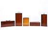 FIVE, 19TH & 20TH C. WOODEN MICROSCOPE CASES