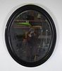 Oval Mirror With Ebonized Frame