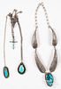 Four Native American silver and turquoise pendant