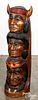 Carved mahogany Native American Indian totem pole