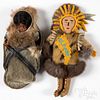 Two Alaska Native American Indian dolls