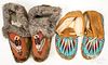 2 Pair of Inuit Indian beaded moccasins