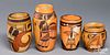 Group of Hopi Indian polychrome pottery jars