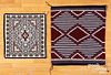 Two saddle blanket-sized Navajo rugs