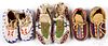 Three pairs American Indian beaded childs moccasin
