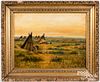 Oil on canvas landscape of Native American Indian
