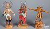 Three Native American Indian kachina figures