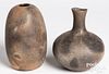 Two early terra cotta Mississippian pottery vessel