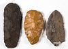 Three prehistoric stone blades, of Jasper, Chert