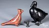 Three Oaxacan pottery bird effigies