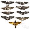 Eight US WWII and after air corps military wings