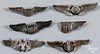 Six Air Corps sterling silver wings