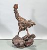 Chinese Root Wood Sculpture of a Rooster